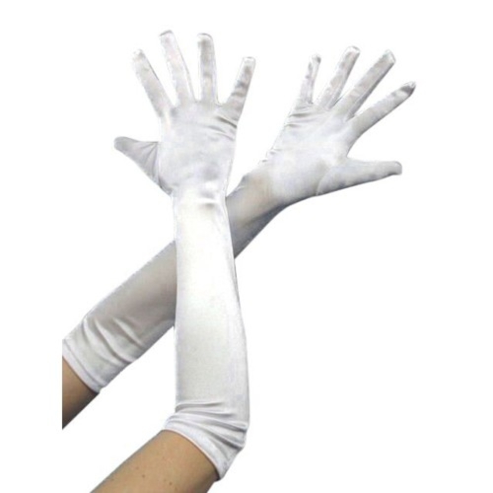 Elegant Classic White Satin Blend Opera Elbow Gloves